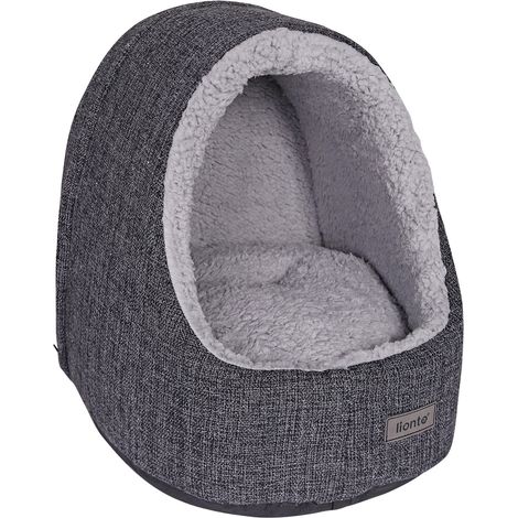 lionto Katzenhöhle mit Wendekissen Katzenbett Kuschelhöhle Katzen Katzenkorb Katzenhaus Katzenkissen Hundebett Hundehöhle Haustierbett Schwarz