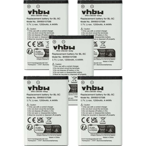 vhbw 5x Akku kompatibel mit Luiton LT-316 Handy Smartphone Telefon (1200 mAh, 3,7 V, Li-Ion) (1/5)