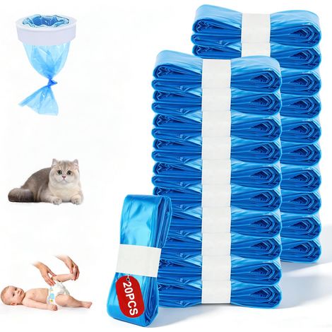 Lot de 20 recharges pour poubelle à couches - Compatible avec toutes les poubelles à couches et conteneurs d'élimination de la litière pour chat (1/5)