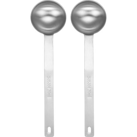 2 einzelne Messlöffel, 4 TL (1 1/3 EL, 20 ml), Teelöffel, Esslöffel, einzelner kleiner quadratischer Messlöffel aus Edelstahl 304 mit langem Griff