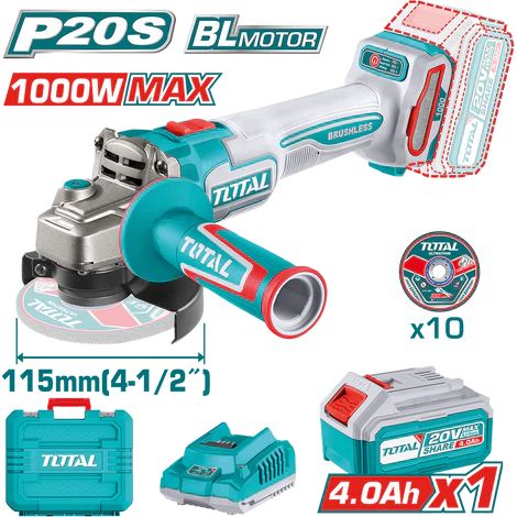 Smerigliatrice Total TAGLI271531E a batteria da 4 ah kit completo di valigetta