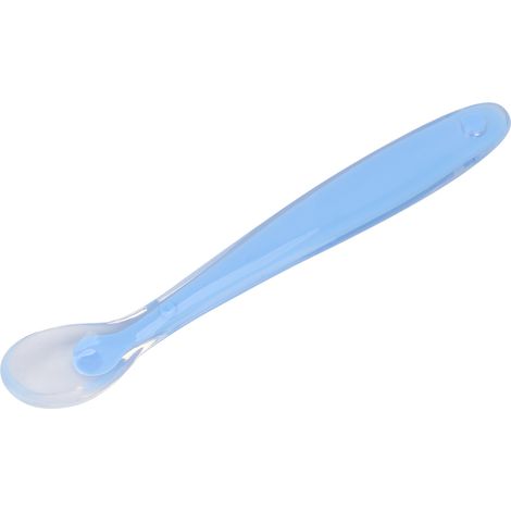 Cuillères en silicone pour bébé, embouts souples, petites cuillères d'apprentissage de l'alimentation pour nourrissons, bleues (1/5)