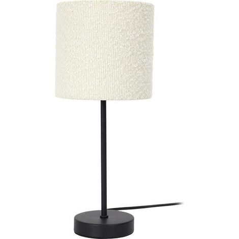 LÁMPARA DE MESA, metal negro con LÁMPARA BOUCLE blanca (1/5)
