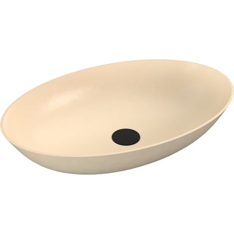 Vasque à poser BANERA OVAL, marbre coulé, 60x40cm, beige mat (1/4)