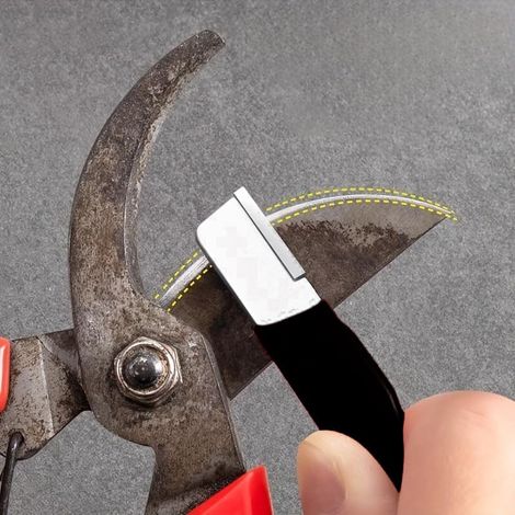 FLITI Messerschärfer aus Wolframstahl für Scheren und Gartengeräte mit rutschfestem Griff und Schutzkappe, keine Montage erforderlich, Schwarz (1/4)