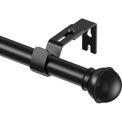 Tringle à rideaux réglable à œillets avec supports pour salon, salle de bain, chambre à coucher, cuisine - 80 à 308 cm - Noir - 22 mm (1/5)