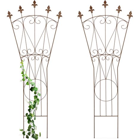 Relaxdays Set da 2 Supporti per Piante Rampicanti da Giardino, HxL: 145x54 cm, Traliccio di Sostegno Rose, Acciaio, Nero