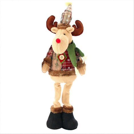Renne de Noël debout, renne en peluche avec pattes rétractables, décorations de Noël. (1/5)