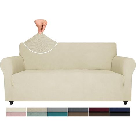 3 Seater Sofa Cover with Armrests, Beige (1/5)