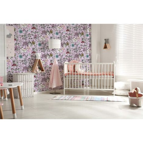 TADESSI Tapete Kinderzimmer M1-No.728 Vliestapete Rosa Schwarz Blumentapete Jungenzimmer Mädchenzimmer (1/5)