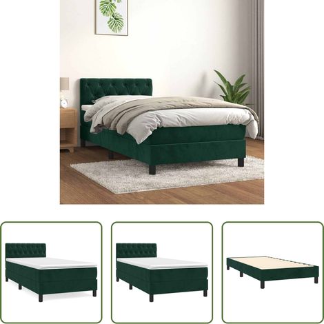 vidaXL Sommier à lattes de lit avec matelas Vert foncé 90x190 cm (1/5)