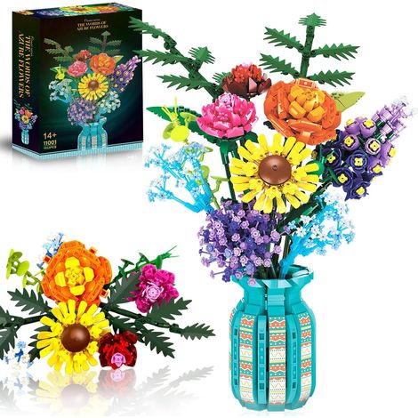 Ensembles de fleurs pour adultes et femmes, comprenant une variété de bouquets botaniques incluant des tournesols, des gypsophiles et des roses (1/5)