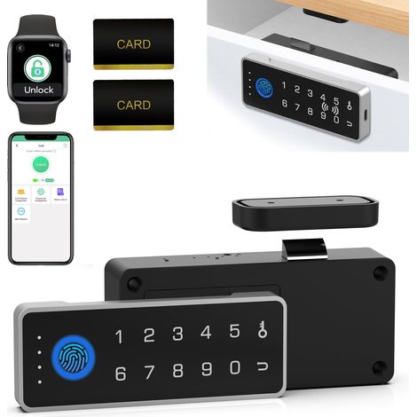 Verrou de tiroir intelligent avec empreinte digitale mot de passe RFID NFC Serrure de sécurité enfant avec application pour les classeurs, casiers, placards (1/5)