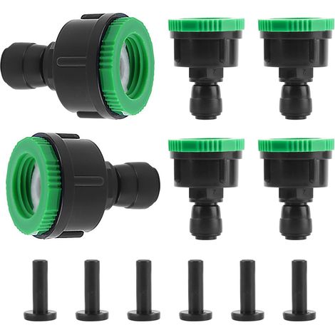6 PCS 2-en-1 Raccord de Robinet, 1/2" et 3/4" vers Tuyau 1/4", Connecteur Robinet Jardin, Rapide pour Système d’Irrigation Goutte à - 6P Single-end (1/5)
