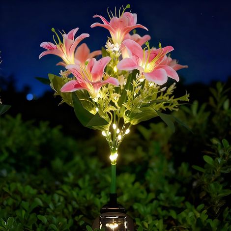 Lampes Solaires Extérieures Jardin, Lumière Solaire avec 7 Fleurs Blanc Chaud, Éclairage Solaire Extérieur Étanche pour Balcon, Terrasse, Bacs à Fleurs, Cour, Mariage (B) (1/5)