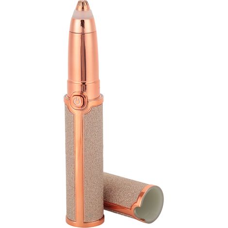 Tondeuse à sourcils électrique USB portable pour femme, avec rasoir et rouge à lèvres intégré, or. (1/5)