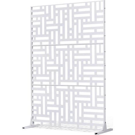 VEVOR Pannelli per Privacy in Metallo 120x50,8x193 cm Schermi Pannelli per Privacy allAperto, Fendivista Divisorio per Esterno Indipendente, Recinzione Decorativa 3 Schermi da Giardino, Bianco