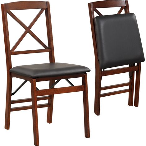 Set of 2 Folding Chair Padded Kitchen Dining Seat Portable Upholstered High Back (1/5)