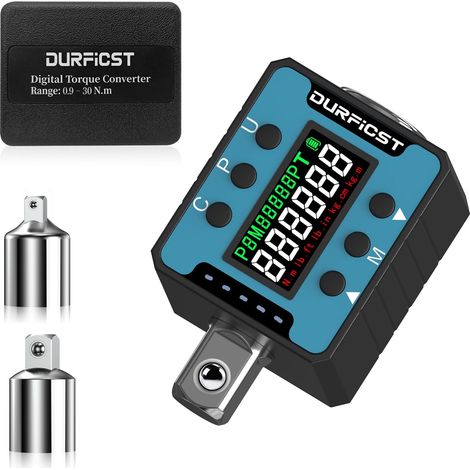 DURFICST Clé dynamométrique numérique, adaptateur dynamométrique numérique 1/2" avec alarme sonore et lumineuse, clés dynamométriques numériques, plage 0,9 à 30 N.m, convient pour voitures, vélos (1/5)
