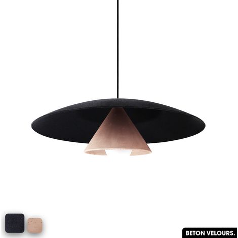 Lampe de suspension en béton velours - OLEMI VELVET CONCRETE ANTHRACITE - ROSE (1/3)