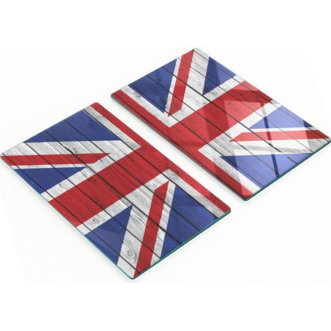 Tableros de vidrio elegantes y duraderos con impresi贸n de la bandera brit谩nica, 2x30x52 cm.