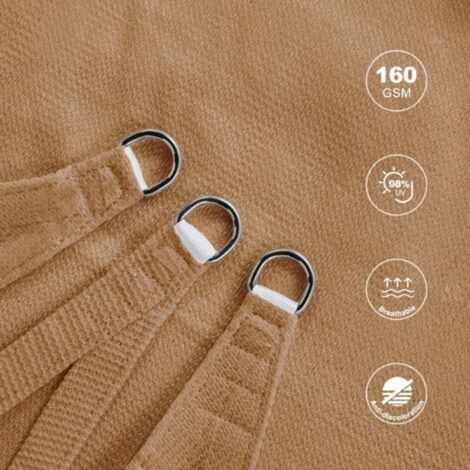 Rechteckiges Sonnensegel 2x3 m – 185 g/m² HDPE-Gewebe – 98 % UV-Schutz – Sichere Montage mit D-Ringen (1/3)