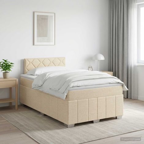 vidaXL Cama box spring con colchón Crema 120 x 190 cm Tela (1/5)