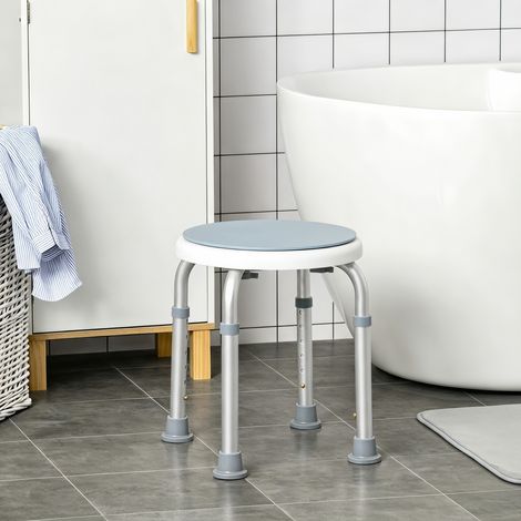 Tabouret de douche pivotant 360°, siège antidérapant, hauteur réglable. En aluminium, idéal pour bain et douche, facilite l'accès et la mobilité en toute sécurité. (1/5)