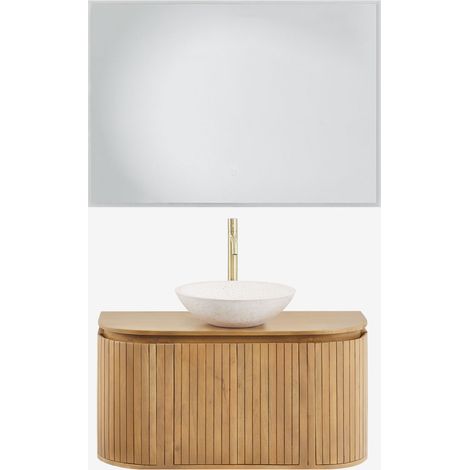 Conjunto de mueble de baño suspendido 90x40 cm en madera de mango Analis SKLUM       