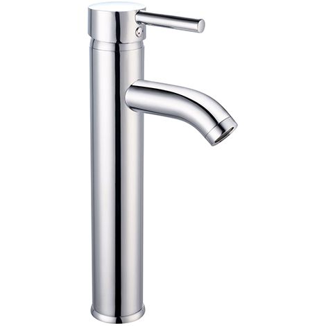 Edouard Rousseau – Mitigeur lavabo haut chromé – Cartouche céramique 40 mm – Économie d’eau Eco-Stop – Bec fixe – Flexibles inox F3/8 inclus (1/8)