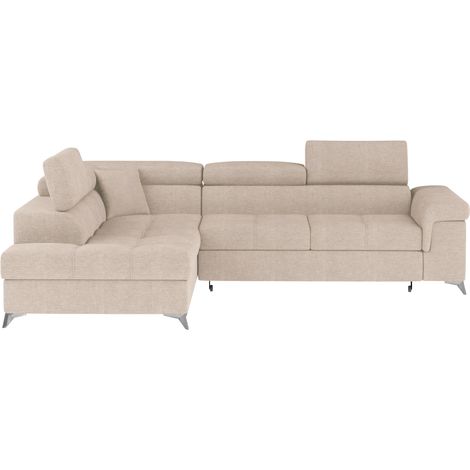 Sofá de esquina convertible PALAZZO 4 plazas beige – ángulo izquierdo con baúl (1/5)