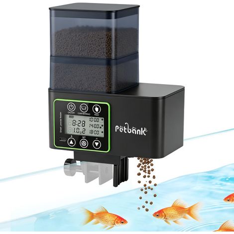 Distributeur automatique de nourriture pour poissons avec écran LCD et dosage précis programmable pour aquarium (1/5)