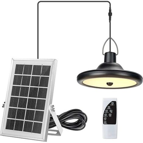 Solarlampe, 4 Modi, 6 Helligkeitsstufen, mit Bewegungssensor, Fernbedienung, warmweiß