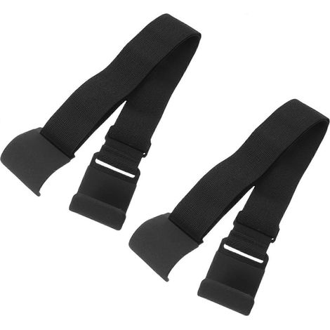 Lot de 2 sangles réglables noires pour couvercle poubelle à roulettes/conteneur déchets, cordons élastiques plastique, sécurité renforcée anti-animaux (1/5)