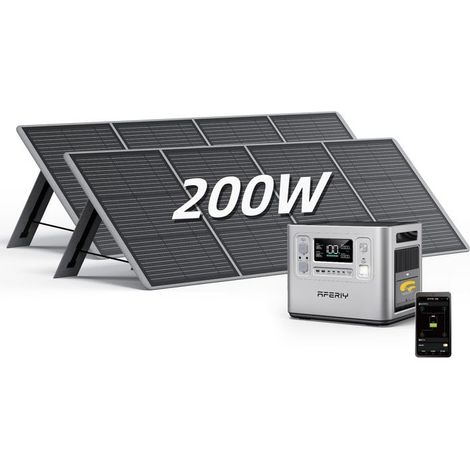 Tragbare Stromstation - AFERIY - 2400W 2048Wh - LiFePO4-Batterie - Ladezeit 1,5 h AC/Solar - IP65, 2x200W