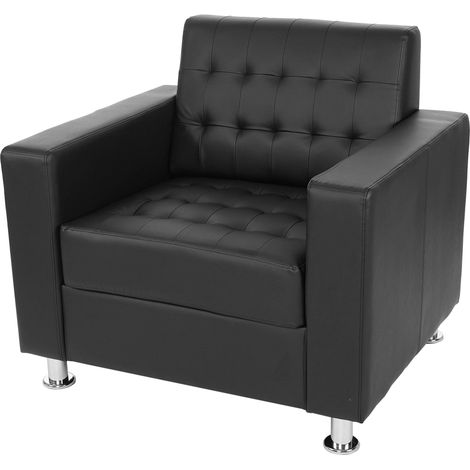 [NEUWERTIG] Sessel Pori, Clubsessel Loungesessel, Kunstleder, Metall-Füße schwarz