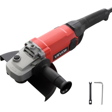 VEVOR Amoladora Angular de 230 mm 2000 W 6500 RPM con Protector Ajustable, con Arranque Suave, Asa Lateral, Cable de 2 m y 2 Escobillas de Carbón Incluidas para Corte, Lijado y Eliminación de Óxido (1/5)