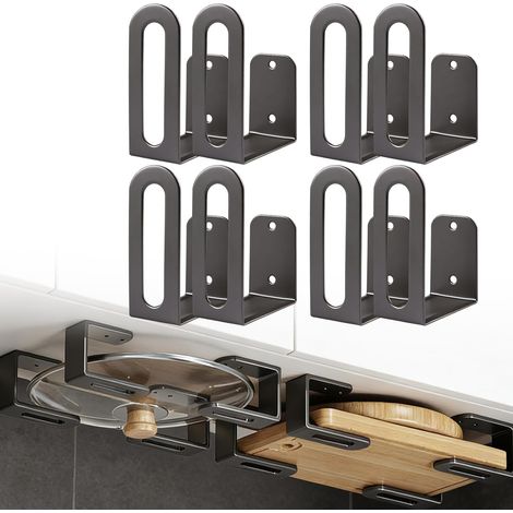 8 Pièces Support pour Planche à Découper, Porte Planche à Découper Réglable et Multifonctionnel Rangement Couvercle Casserole pour Armoires de Cuisine et Rangement Dans La Salle de Bain (1/5)