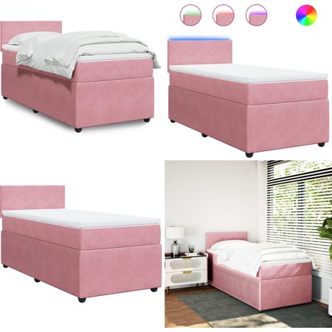 Sommier à lattes de lit et matelas Rose 80x200 cm Velours - Lit Double - Lit Rose - Lit Design - Matelas À Ressorts Ensachés - Surmatelas - Home & Living (1/5)