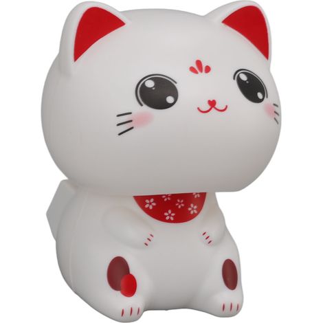 Chat mignon décoratif à lumière solaire par induction, en plastique, avec de grands yeux, porte-bonheur et hoche la tête, idéal pour les restaurants et les tableaux de bord de voiture. (1/5)