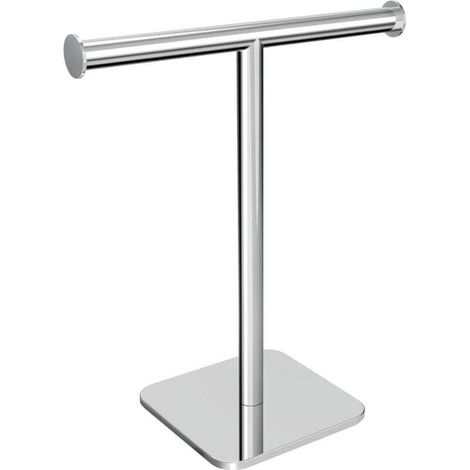 Portasciugamani a forma di T, con base appesantita, per piano bagno, acciaio inox 304, resistente (cromato) -Crezuo