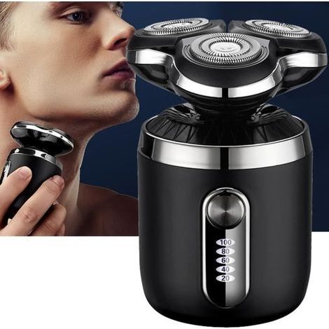 Rasoir Electrique Homme 3 Tête Rotatives 4D Portable Sans fil USB 100% Etanche Tondeuse À Barbe pour Voyage Camping Conduire Cadeaux (1/4)
