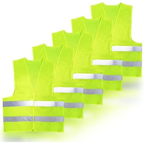 5-teiliges Warnwesten-Set, Warnweste, atmungsaktive Arbeitswesten mit Reflektorstreifen (1/4)