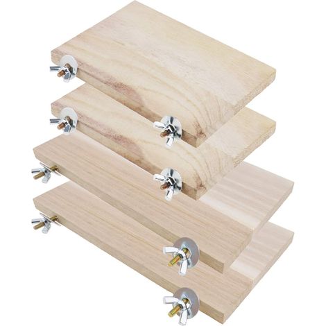 Lot de 4 planches à ressorts rectangulaires en bois pour hamster Chinchilla avec rondelle d'écrou à vis pour petits animaux (1/5)