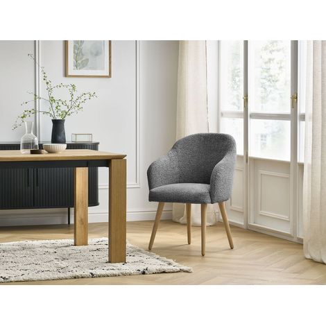 BOBOCHIC - Chaise SOPHIE tissu chiné et pieds scandinaves bois Gris foncé (1/5)