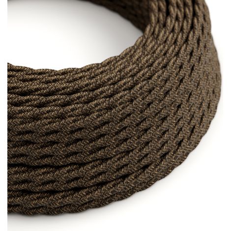 Creative-Cables Cavo elettrico rivestito in lino, Marrone Melange TN04, Trecciato, Sezione 3 x 0,75 mm², 1 m (1/3)