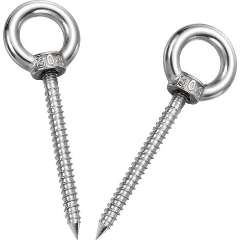 Pitons à Oeil M4x40mm - Lot de 2 - Acier Inoxydable 304 - Fixation Robuste pour Hamac et Balançoire - Intérieur Extérieur Bois Béton - 62x19x19mm (1/5)