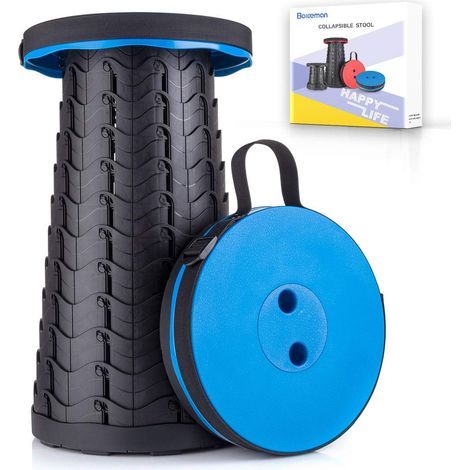 Tabouret pliant amélioré — Léger mais plus robuste (capacité de charge de 400 lb) — Tabouret portable et pliable pour camping, pêche, randonnée et barbecue (Bleu) (1/5)