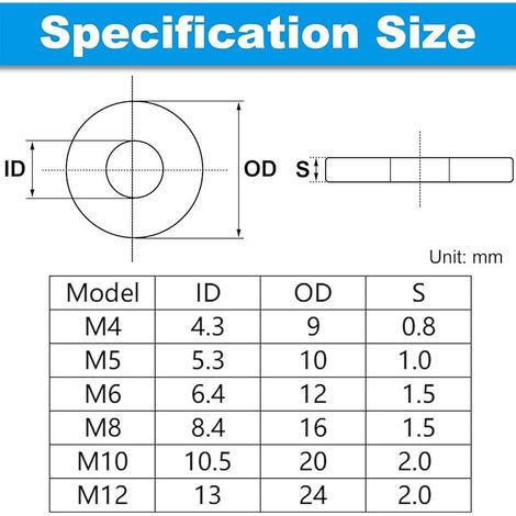 Rondelle Inox M4,25 Pièces Rondelles Plates Acier Inoxydable A2 V2A Noir Joints Bague D'étanchéité Joint Torique pour Vis Et Boulons Filetés (1/5)