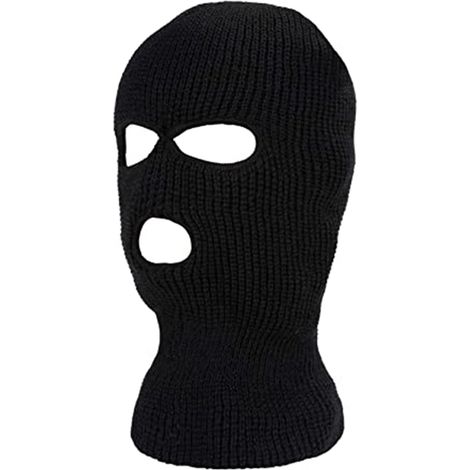 Masque Tricoté Thermique 3 Trous - Protection Visage Cou Oreilles - Pour Ski Randonnée Extérieur Hiver - 1 Pièce (1/5)